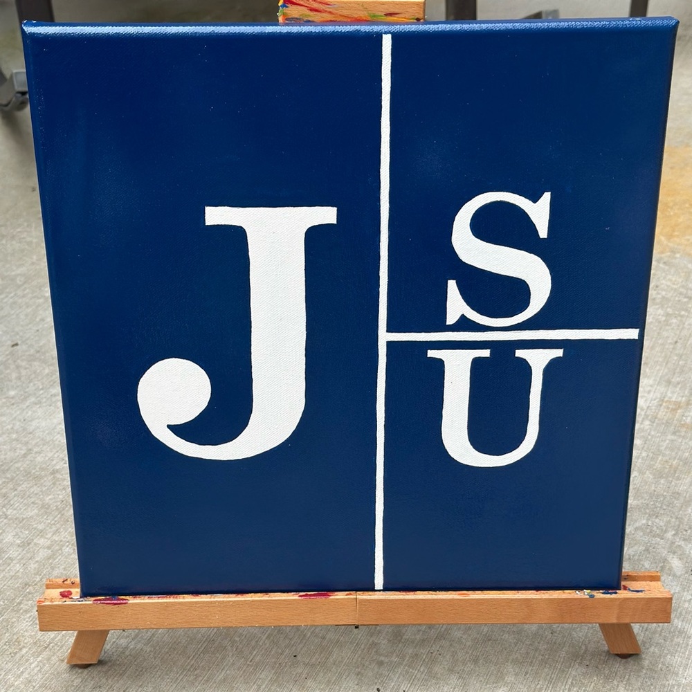HBCU Jackson State University logo painting 💙🤍